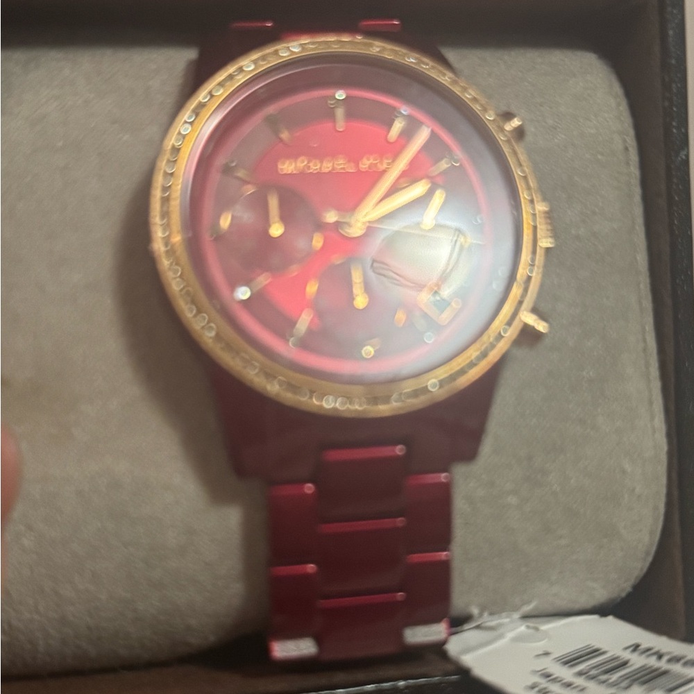 Michael Kors Red and Gold Women's Watch - Picture 2 of 2